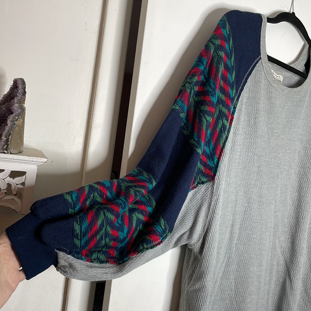Free people Balloon sleeve woven/thermal sweater (never worn)